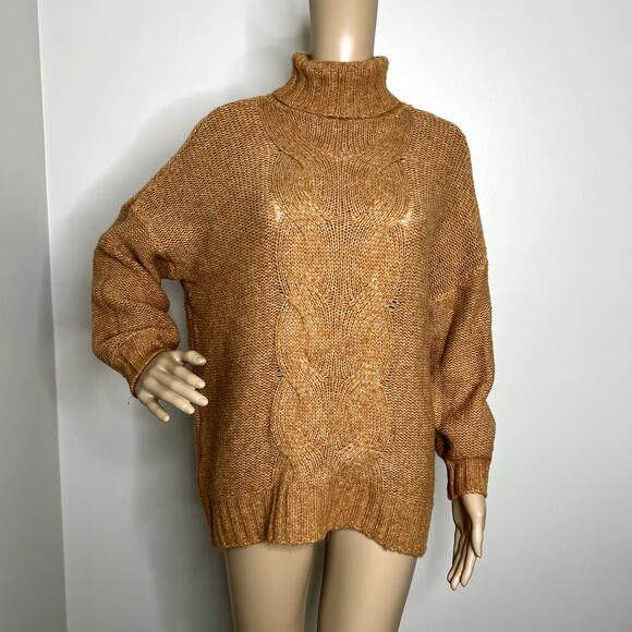Aerie Wool Bronze Chunky Knit Turtleneck Sweater - Picture 1 of 8